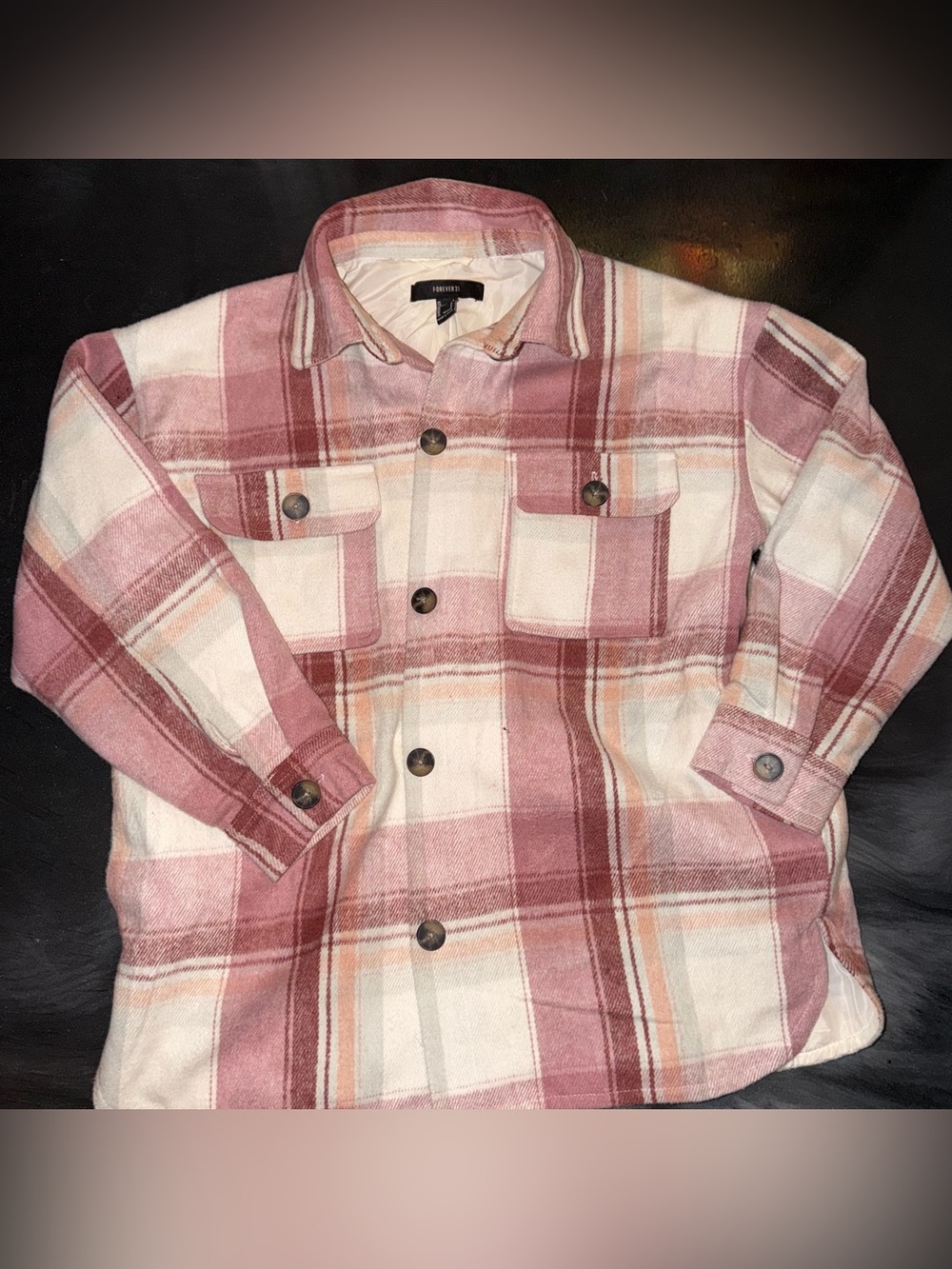 Forever 21 Pink Plaid Shacket Jacket